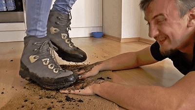 Trampling His Forearms With Muddy Hiking Boots