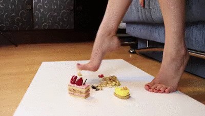 Sexy Honey Smashing The Cakes With Naked Feet