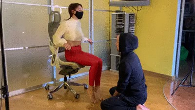 Rough Foot Gagging Indignity By Aggressive Mistress Sofi In Red Leggings