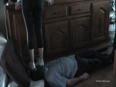 Samantha Hops Cruelly On Her Slave Dressed In Fitness